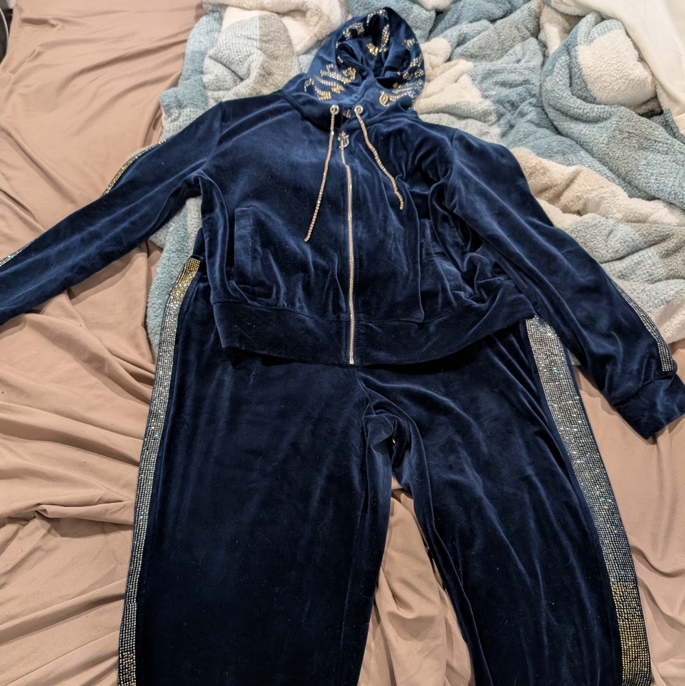 Velour Tracksuit with Gold Accents